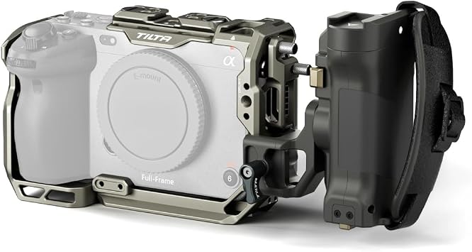 Tilta Camera Cage Compatible with Sony FX3, FX3A, FX30 V2 | Top Plate NATO Rail, Cold Shoe, 1/4""-20 and 3/8""-16 | Thumb Screw Design | Left Side Handle | TA-T16-B-TG Titanium Gray, Lightweight Kit