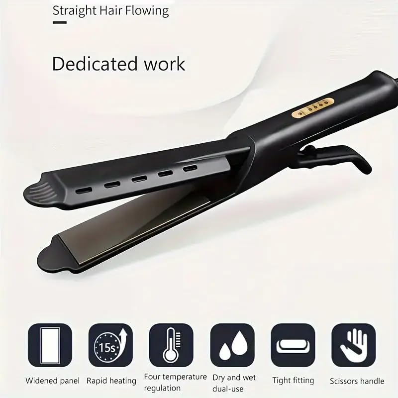Image of Hair Straightener Professional Glider Ceramic Tourmaline Ionic Flat Iron, Straightens & Curls with Four Adjustable Temperature, Hair Treatment Styling Tools, Wide Plate for All Hair Types