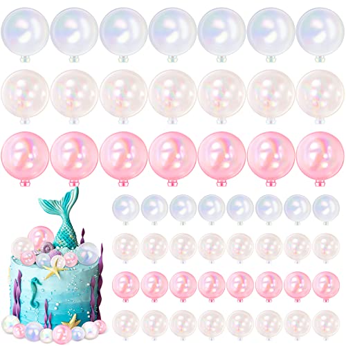 Tondiamo 108 Pcs Balls Cake Topper Balloons Cupcake Topper Diy Cake Insert Topper Foam Cake Balls Baking Decoration For Wedding Anniversary Birthday (Pink, Clear, White,1.57'', 1.18'') #TOP14