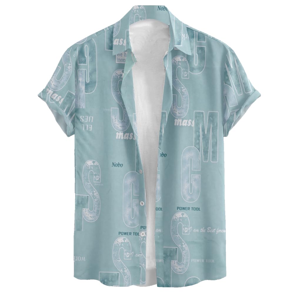 LAMBOOMen Stylish Premium Branded Typography Print Festival Printed Cotton Stretchable Fabric Slim Fit Half Sleeve Cut Away Collar Casual Shirt