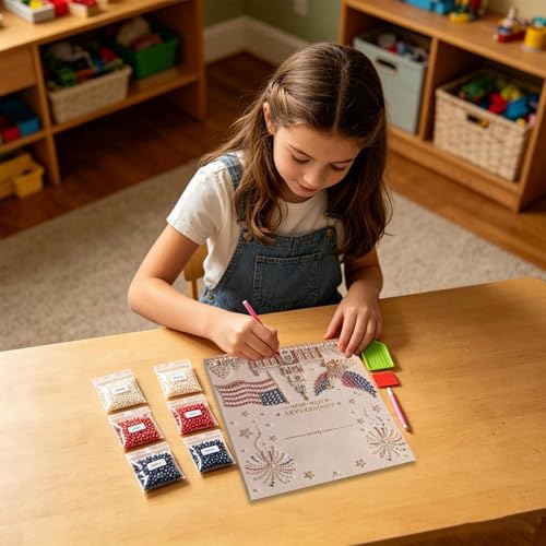 Kit de pintura con perlas DIY conmemorativo del 4 de julio para adultos y hogar 2