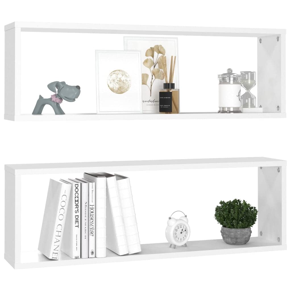 Refined Estantes Cubo de Pared 2 uds contrachapado Blanco 80x15x26,5 cm