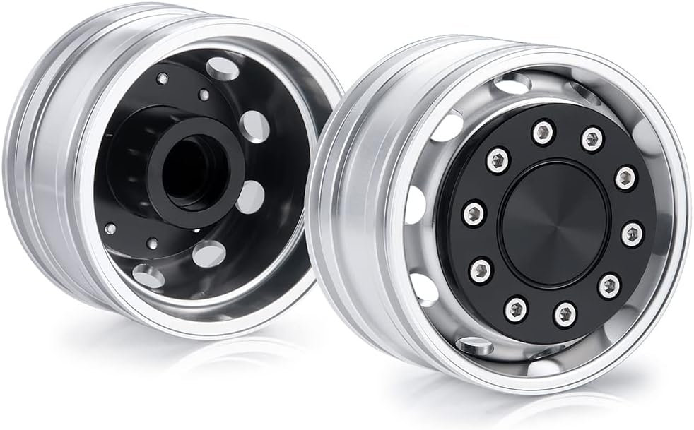 MOHERO 2Pcs Aluminum Front Beadlock Wheel RC Rims for 1/14 Tami-ya Trailer Tractor Cargo Truck Upgrade Parts