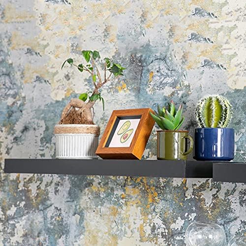 Harbour Housewares 1x Black 60cm Floating Wall Shelves Set Easy to Install Shelf Office, Bedroom, Living Room Storage Wall Mounted Shelves