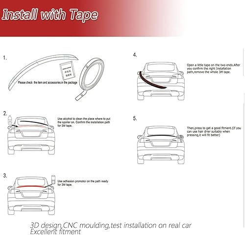 Miniatura 7 de Alerón trasero de fibra de carbono para Volkswagen VW CC Sedan 2013-2018, piezas personalizadas, alerón de labio de tronco, HighKick, alerón de ala