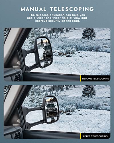 Ocpty Pair Of View Side Towing Mirrors For 1999-2007 For Ford For F250 F350 F450 F550 Super Duty Truck Manual Telescoping Tow Mirror #TOP2
