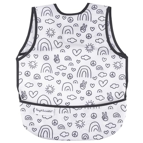Image of Tiny Twinkle Mess Proof Baby Bib for Boys | Waterproof Toddler Bib for Eating | Baby Apron for Feeding, Machine Washable | Perfect Shower Gift (Peace, 6-24M)