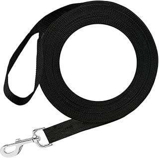 SunGrow Pet Training Leash, Heavy-Duty Polypropylene Walking Leash, 360-degree Swivel Hook, Dog/Puppy Obedience, Recall, Agility Lead, Leisure & Adventure Walking, Black, 6 feet x 0.8 inches