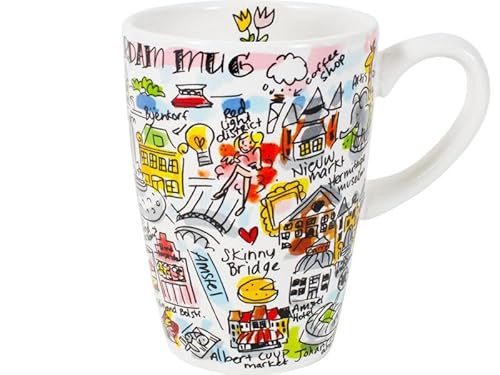 Blond Amsterdam Tasse XL 0,5L illustrée Amsterdam Mug grand format ville néerlandaise - Cadeau original pour passionnés d’Amsterdam et déco des Pays-Bas