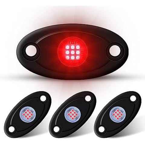 LY8 4Pods LED Rock Lights LED Neon Underglow Lights for Car Trucks ATV UTV SUV Boat Underbody Glow Trail Rig Lights Waterproof (red) Cover