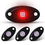4Pods LED Rock Lights LED Neon Underglow Lights for Car Trucks ATV UTV SUV Boat Underbody Glow Trail Rig Lights Waterproof (red)