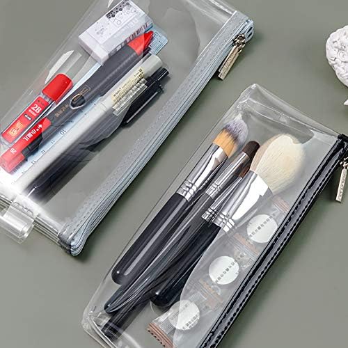 Akuoly Clear Pencil Cases See Through Exam Pencil Cases Zipped Pouch, Pack of 2, 21cm x 9cm