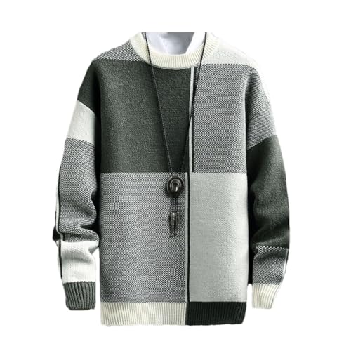 Men Blocking Sweater Slim Korean Long Sleeve Loose Knit Pullover