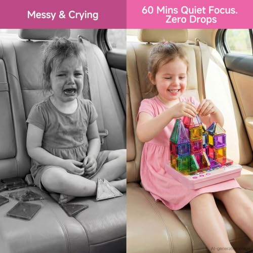 Image of Mini Magnetic Tiles for Girls Travel in Tin Box to Stop Crying