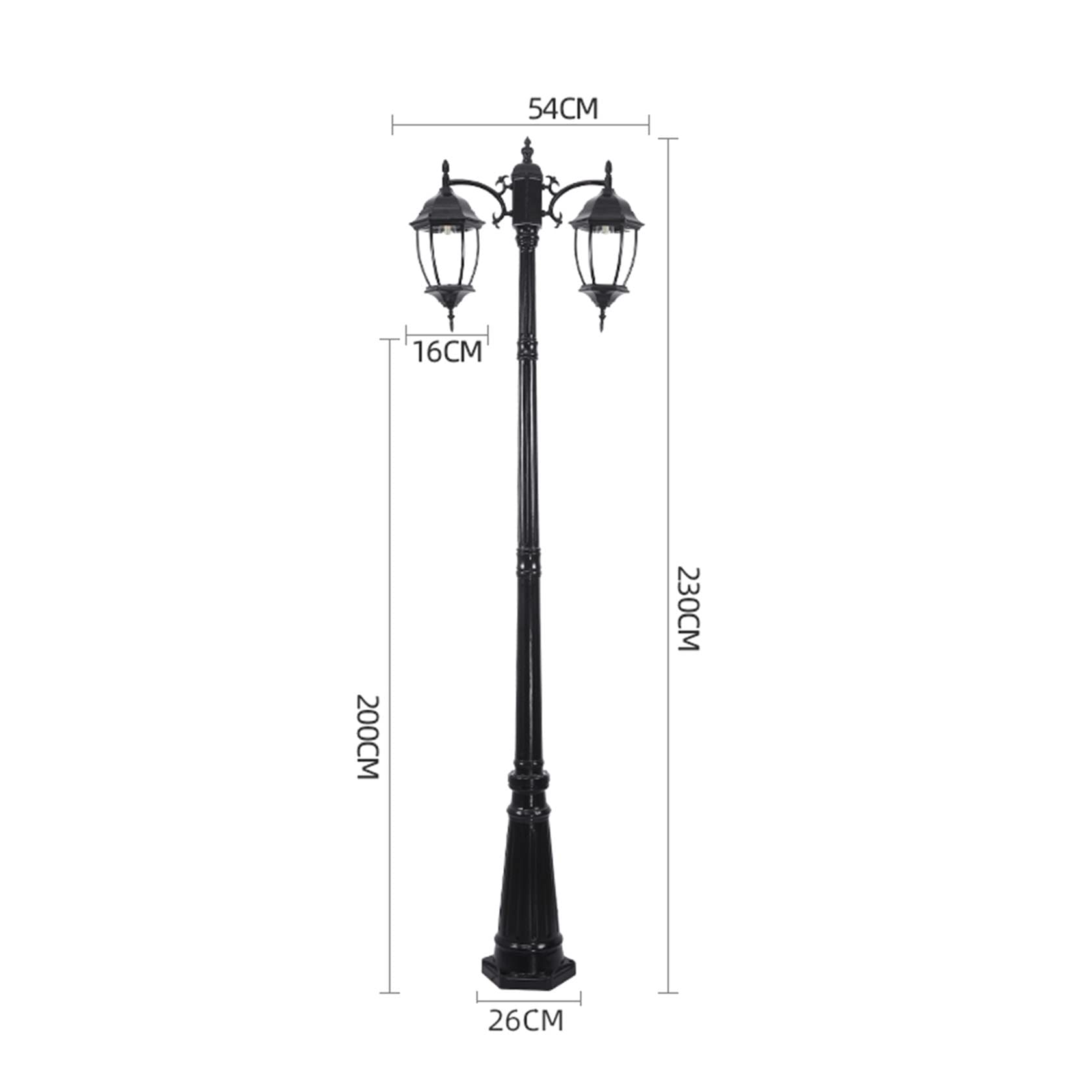 Outdoor Street Light Lantern Glass Post Light Clear Outdoor Garden Pathway Porch Deck Yard Driveway Hallway Hotel Black 2m (Black 2.3m)
