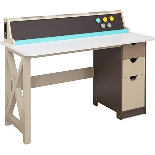 Little Tikes 2-in-1 Chalkboard Wood Desk with Storage, Charging Station and Magnetic Chalkboard- Kids Furniture for Children Boys and Girls Ages 4+ Years to Study, Read and Play