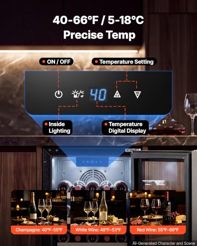 Image of VEVOR 15 inch Wine Fridge 30-Bottle Wine Cooler Refrigerator for Home Bar
