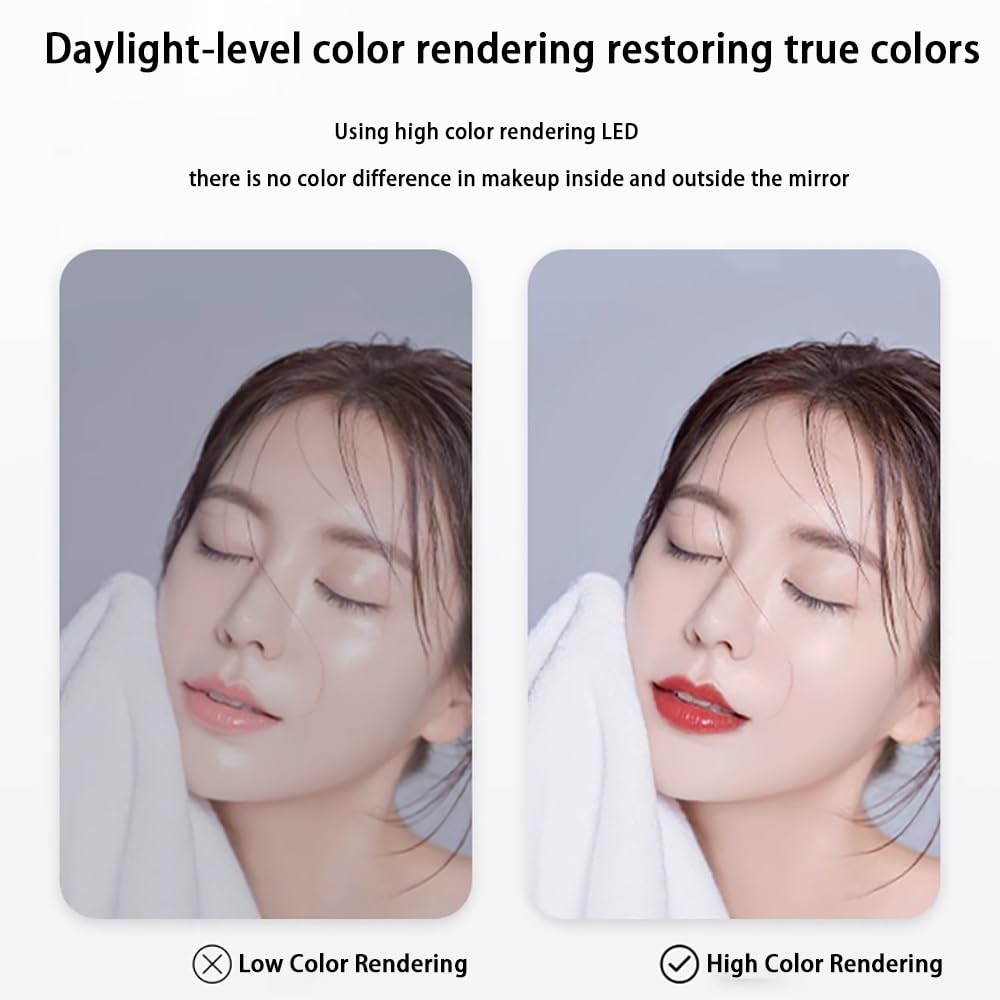 40in/100 CM Led Espejo de Vanidad, Sin Marco Espejo de Baño de Pared 3 Color Regulable, Semicircular Espejo Inteligente Antivaho con Botón Táctil per Dormitorio, Maquillaje(Left Under Cut,70c