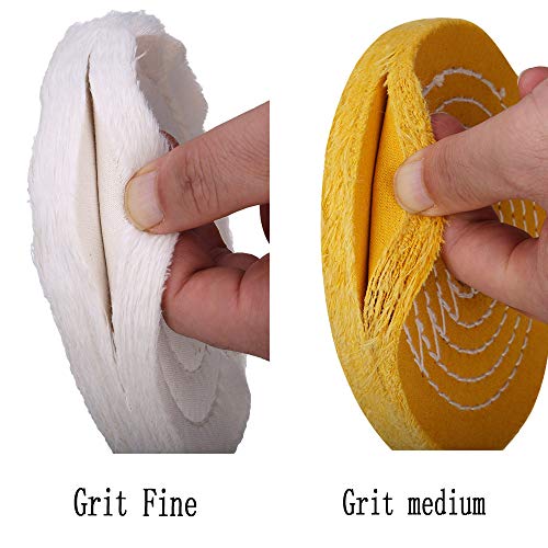Image of SCOTTCHEN Polishing Wheel for Bench Grinder Buffing Wheel 8 inch White (70 Ply) & Yellow (42 Ply) for Buffer Polisher with 5 /8 Inch Arbor Hole 2 PCS