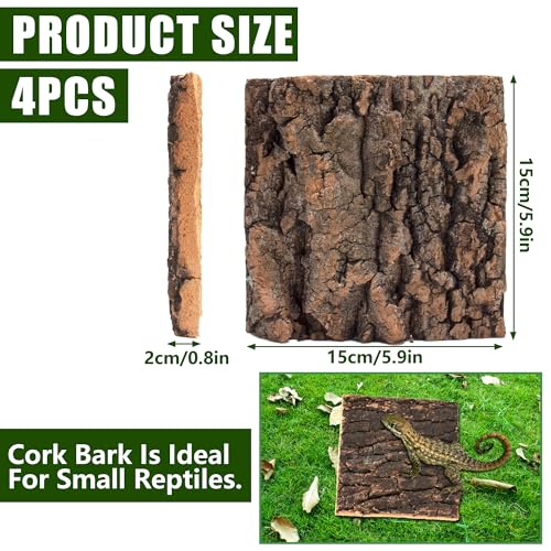 Image of Cork Bark for Terrarium,4Pcs 5.9x5.9In Cork Bark for Reptiles Terrarium Background Accessories