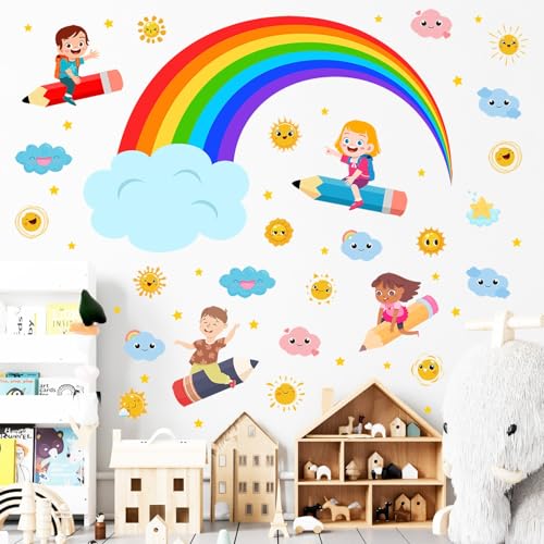 Vinilos decorativos infantiles arcoíris sol y nubes 12 piezas miniatura 6