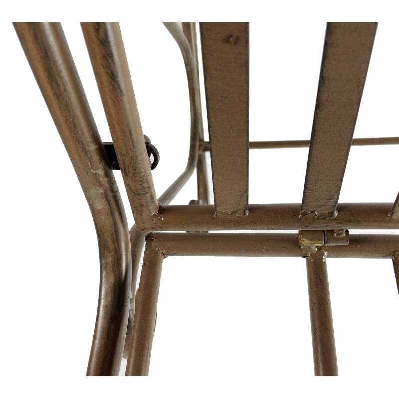 L'Héritier Du Temps Rocking Chair Vienne Marron Chaise Fauteuil de Jardin à Bascule Intérieur Extérieur en Métal Patiné 67x88x92cm