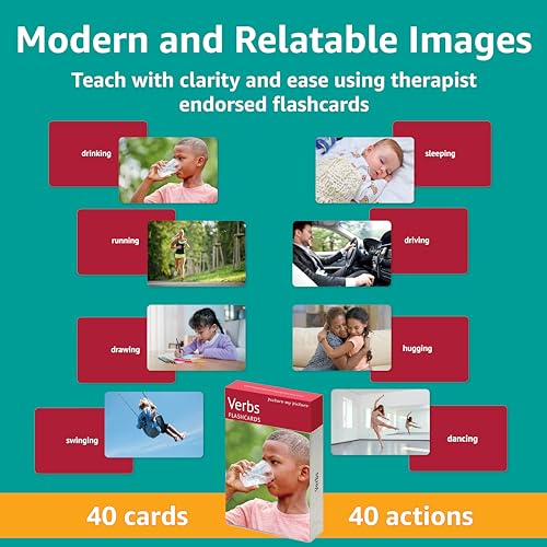 Picture My Picture Verbs Volume 1 Flash Card Set – Speech Therapy Tool for Vocabulary, Communication & Thinking, Scratch-Resistant with Activity Guide, Suitable for Education, ESL & ABA – Set of 40 - Image 5