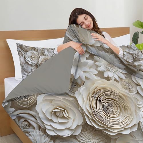 Housse de couette fermeture éclair crème parure de lit sans pli