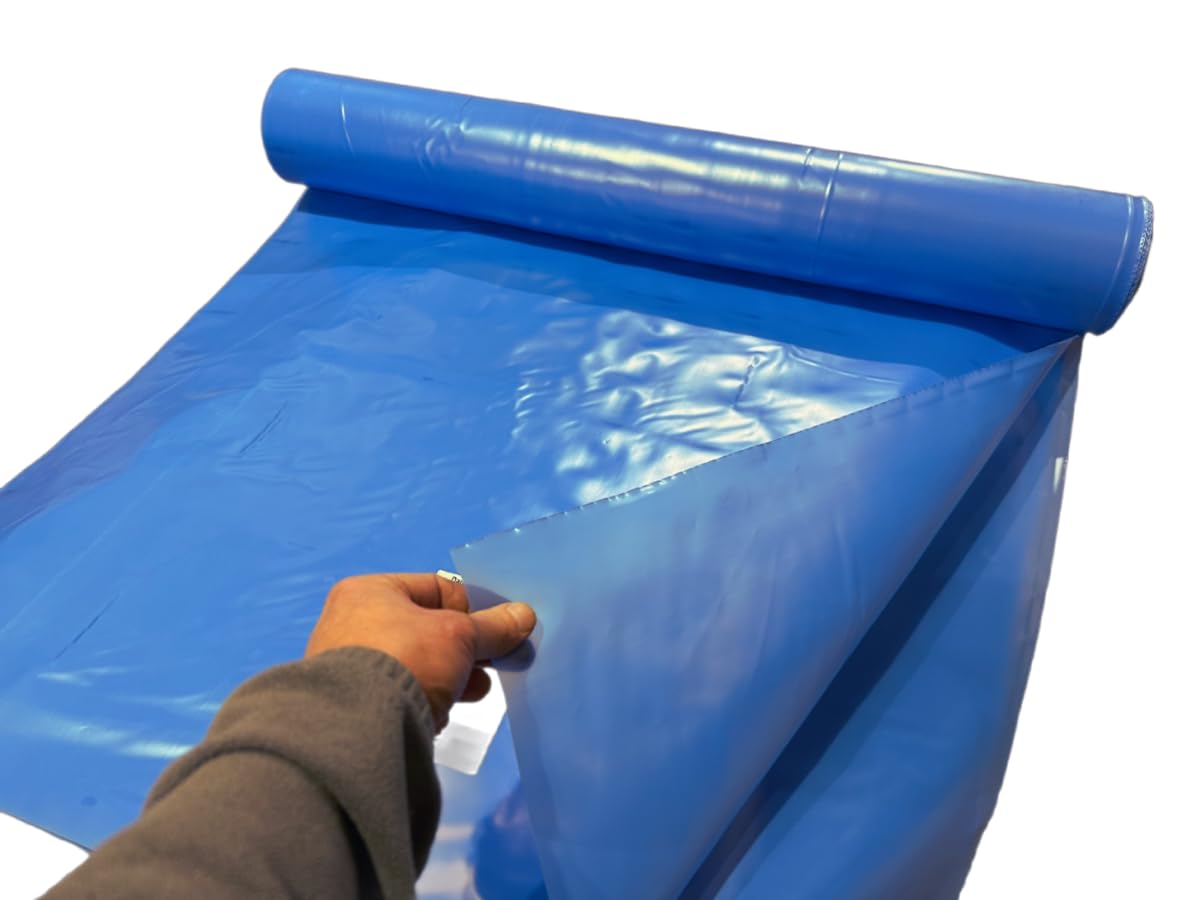 Barrera de vapor 130 - Lámina de barrera de vapor (4 x 25 m = 100 m2, con autorización y protección contra incendios para construcción de edificios), color azul