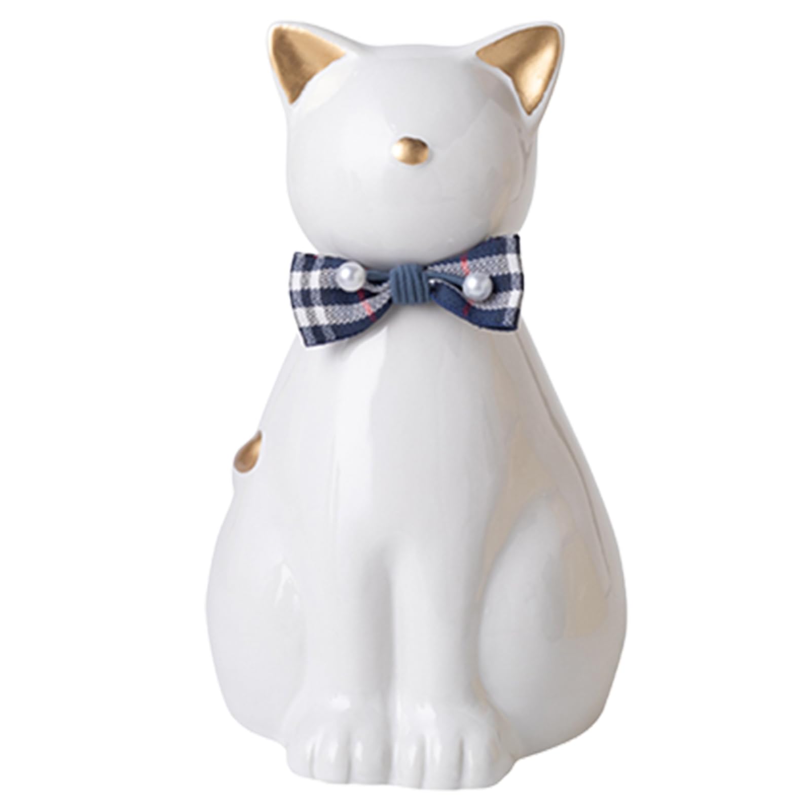 Urne funéraire en céramique faite à la main pour cendres de chat, statue de chat pour mémorial funéraire, urne pour animaux de compagnie pour une utilisation en intérieur et en extérieur (Or