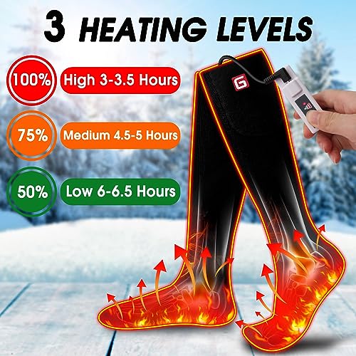 Electric Heated Socks Rechargebale Battery Powered Heating Socks for Men Women,Winter Thermal Insulated Thick Sox Kit for Chronically Cold Feet,Novelty Sports Hunting Hiking Skiing Foot Warmer Socks2