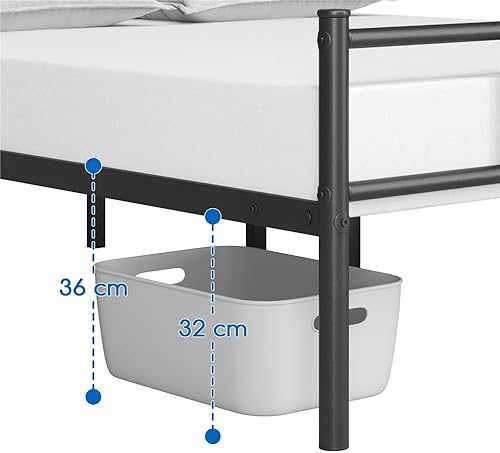 Miniatura 63 de Yaheetech - Base de cama, plataforma clásica de metal con cabecera y estribo - base de colchón con diseño floral para adultos, niñas, niños - Negro