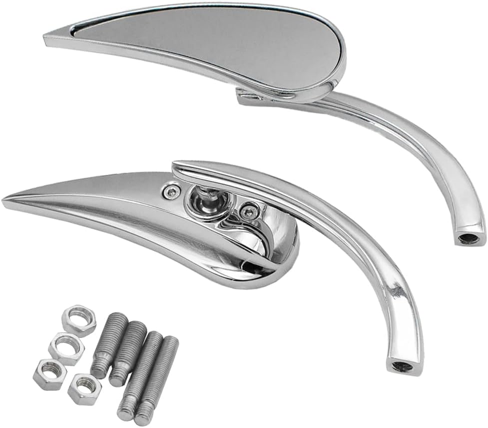 Rearview Mirrors Motorcycle Handlebar Bike Side Mirror, Motorcycle Rearview Mirror Racing Sport, Compatible with Harley Cross Bones Dyna Electra Softail Sportster Street Glide - Chrome