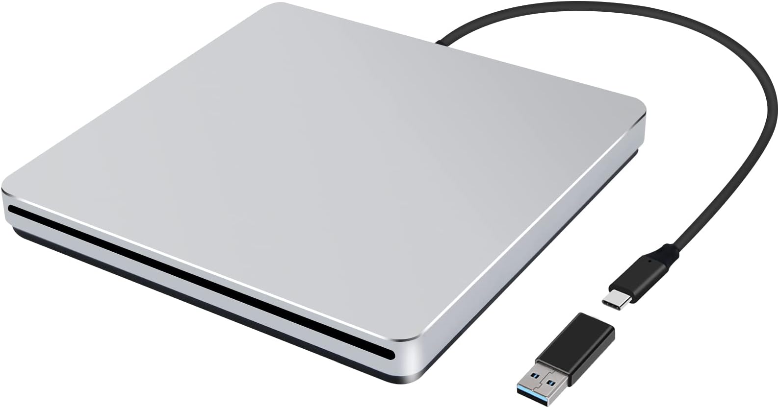 NOLYTH - External USB DVD Writer, CD Player, CD/DVD-RW WRITER for Mac/PC/Laptop WINDOWS 10 (Silver)