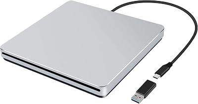 Externes CD Laufwerk für Laptop, DVD Laufwerk Extern für Mac MacBook, Slot-in Externe Optische Laufwerke, Portable USB CD Laufwerk Extern Brenner Externes Laufwerk für PC Apple Windows Desktop