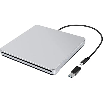 External DVD CD Burner Drive NOLYTH USB C DVD CD Player Reader CD / DVD-RW Writer for Mac / PC / Laptop Windows10 (Silver)