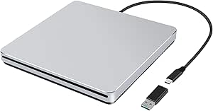 NOLYTH External DVD Drive USB 3.0 Type-C Slot-in CD ROM External Drive Slim CD/DVD Drive Burner CD Reader DVD Player Optical Drive for Laptop Windows 11 Mac PC Apple MacBook iMac
