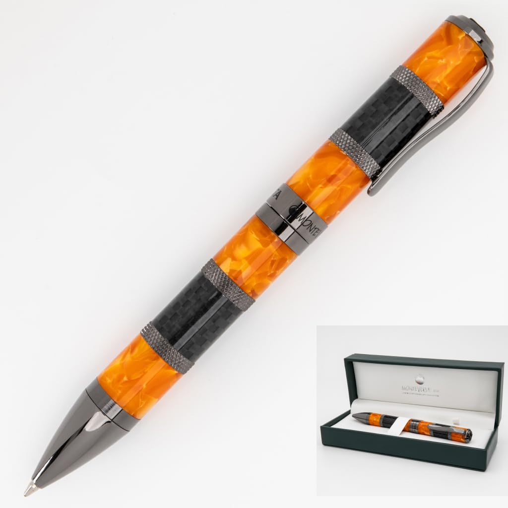 Monteverde USA Regatta Sport - Penna a sfera, arancione e fibra di carbonio, ricaricabile, con ricariche stile Parker, regalo di lusso
