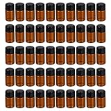 Cabilock Nachfüllbare Kosmetikbehälter 2ml Braune Glasfläschchen 50 Stück mit Schraubverschluss für Gesichtsreiniger und Shampoo Unterwegs