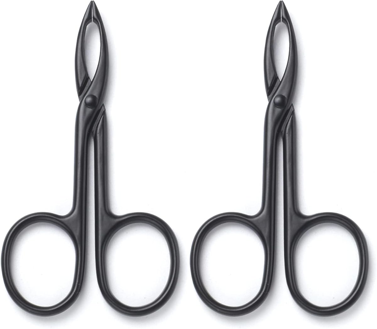 2 Piezas Pinzas Mango De Tijera Tijera De Punta Recta | Pinzas de cejas con forma para desplumador de pelo cuidado de las cejas del vello facial (negro)