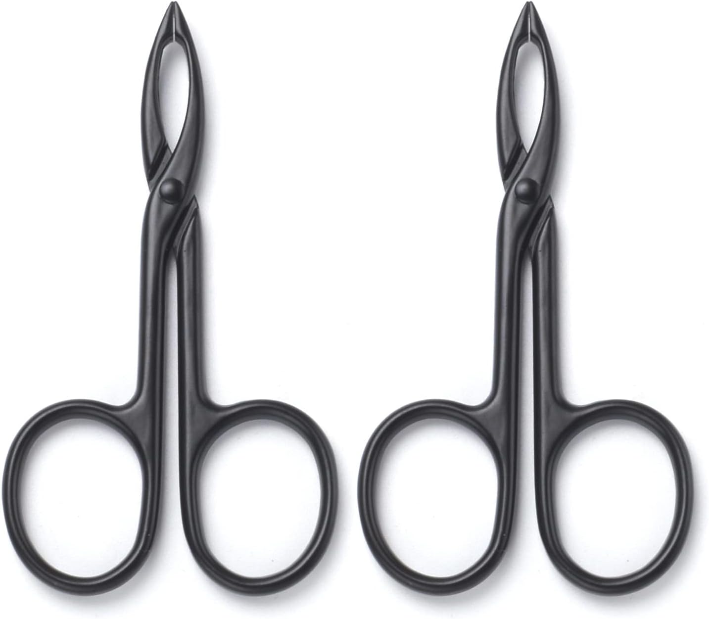 2 Pieces Tweezers Scissor Handle Straight Tip Scissor Shaped Eyebrows Tweezers for Hair Plucker Remover Facial Hair Eyebrows Care (Black)