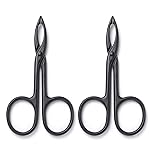 Motanar 2 Pieces Tweezers Scissor Handle Straight Tip Scissor Shaped Eyebrows Tweezers for Hair Plucker Remover Facial Hair Eyebrows Care (Black)