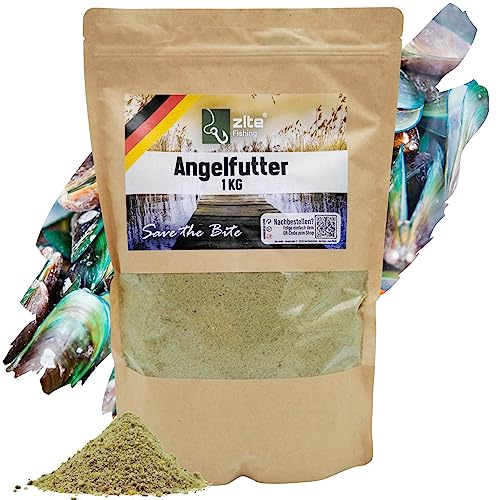 Zite Fishing Grundfutter Karpfen-Angeln - Starke Lockwirkung auf Friedfische - 1kg Hochwertiges Groundbait Karpfen-Futter Wiederverschließbar - Ideal auch für Brassen Rotaugen & Mehr (Muschel)