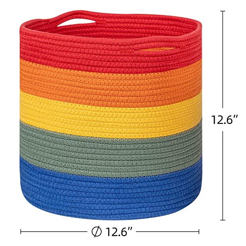 Cubesland Rainbow Colorful Toy Storage Baskets Bins 12.6X12.6’’ For Cube Shelf Storage Organizer,Woven Rope Nursery Storage Basket For Playroom Classroom Organization Home Decor Baskets Set,3 Packs #TOP2