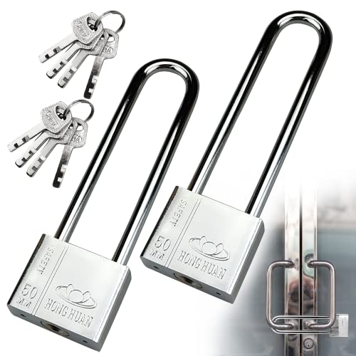 Jiehaojia Lot de 2 cadenas à anse longue et robuste de 50 mm avec 8 clés, pour entrepôt, garage, clôture Cover