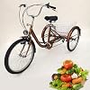 24 Inch Adult Tricycle with 6-Speed - 3 Wheel Cruise Bike for Adult with Detachable Basket Height Adjustable Cargo Trike 120KG Load Cruising Bike with Backrest for Outdoor Sports Shopping (Golden) #5