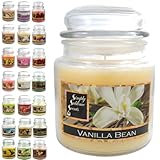 SIMPLY SUBLIME SCENTS - Luxury Scented Candle - Exceptional Fragrance Oil - Medium Glass Jar, Up to 76 Hours - Clever Wax Formula for a Long, Clean and Even Burn - Vanilla Bean - Cotton Wick