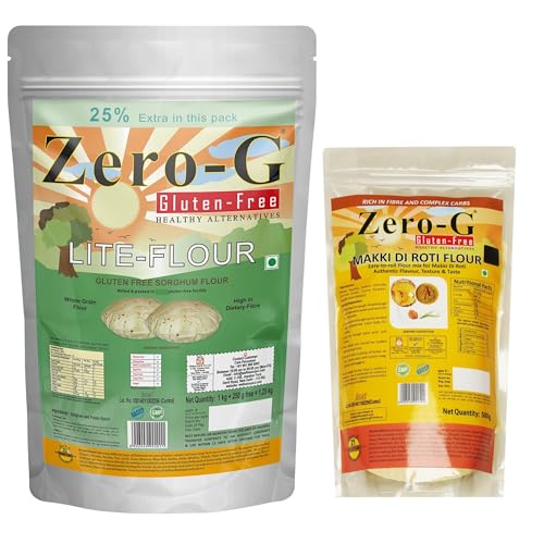 Image of ZERO - G Gluten Free Lite Flour (1.25 Kg) + Zero-G Makki Roti Flour (500G) - Sorghum (Jowar) Atta For Perfect Rotis, Gluten-Free Makki Roti Flour Blend|All Purpose Gluten-Free Flour|High Dietary Fiber