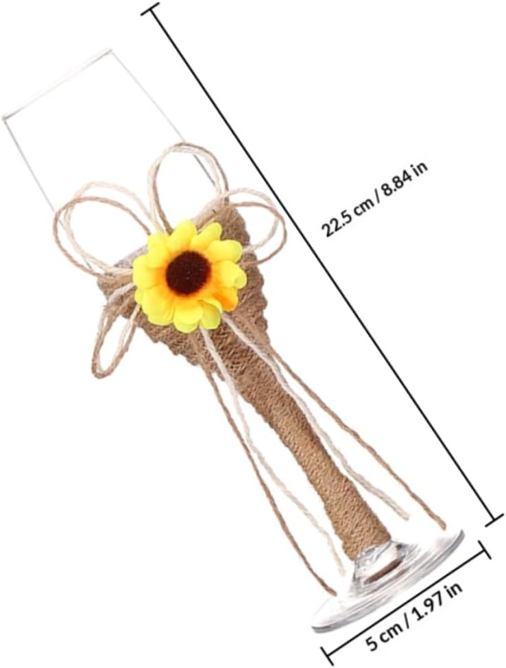 Creative Sunflower Glass Wine Goblets with Hemp Rope Handmade Decorative Glasses for Wedding Party Household Wine Drinking Cups with Premium Glass Material
