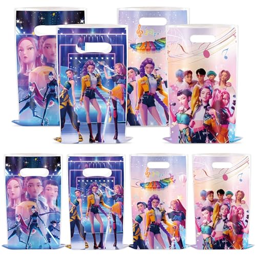 COFEMY 40Pcs Korean Idol Dem Movie Party Gift Bags Plastic Gift Bags with Handles Perfect for cartoon parties ideal for kids and great for family events prizes carnivals and Christmas
